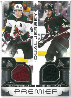 2022-23 UD Premier Dual Jersey Clayton Keller Nick Schmaltz /99 č. PD-TTRD