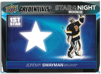 2021-22 UD Credentials Star of the Night Rookie Jeremy Swayman č. 1SR-5