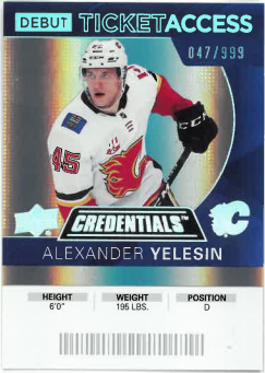 2020-21 UD Credentials Debut Ticket Access Alexender Yelesin /999 č. 86