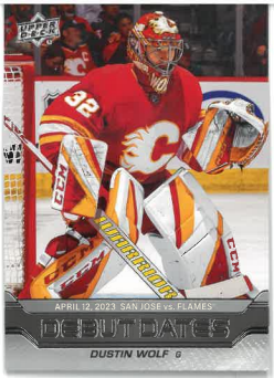 2023-24 UD Series I Debutdates Dustin Wolf č. DD-5