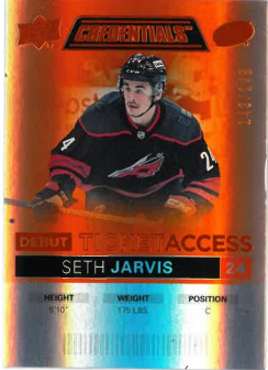 2021-22 UD Credentials Debut Ticket Acces Seth Jarvis /149 č. 131
