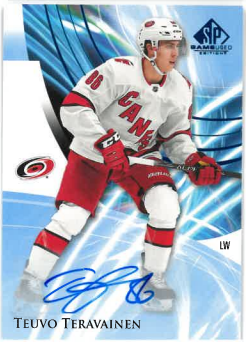 2020-21 UD SP Game Used Blue Auto Teuvo Teravainen č. 14