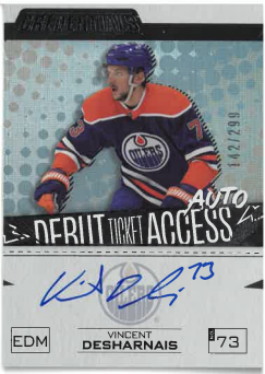 2023-24 UD Credentials Debut Ticket Access Auto Vincent Desharnais /299 č. DTAA-VD