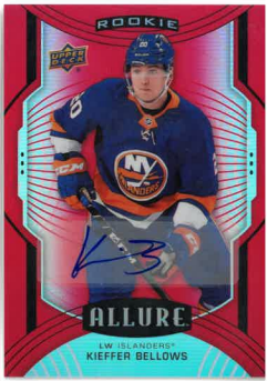 2020-21 UD Allure Red Rainbow Auto Rookie Kieffer Bellows č. 122