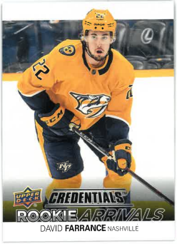 2021-22 UD Credentials Rookie Arrivals David Farrance č. RA-32