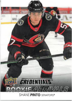 2021-22 UD Credentials Rookie Arrivals Shane Pinto RA-50