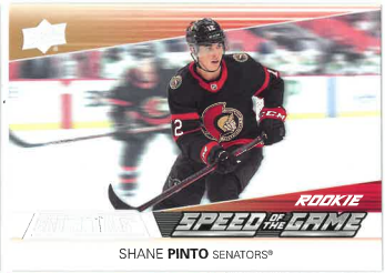2021-22 UD Credentials Speed Of The Game Rookie Shane Pinto č. SGR19