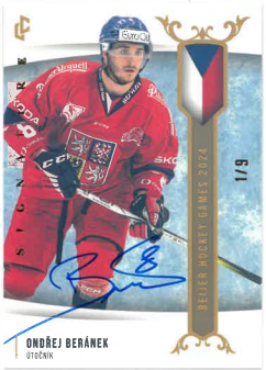 2024 Legendary Cards Golden Czech Hockey Games 2024 Signature Ondřej Beránek /9 č. EHB-12