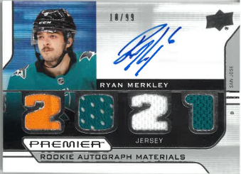 2021-22 UD Premier Rookie Autograph Materials Ryan Merkley /99 č. PRA-RM
