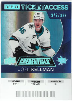 2020-21 UD Credentials Debut Ticket Access Joel Kellman /999 č. 60