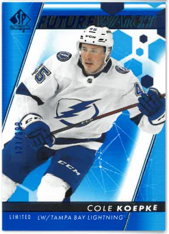 2022-23 UD SP Authentic Future Watch Limited Blue Cole Koepke /399 č. 153