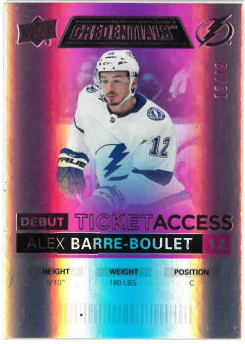 2021-22 UD Credentials Debut Ticket Acces Pink Alex Barre-Boulet /49 č. 113