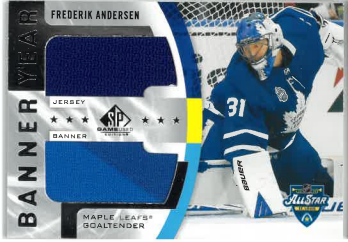 2020-21 UD SP Game Used Banner Year Jersey Frederik Andersen č. BYJ-FA