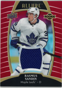 2019-20 UD Allure Red Rainbow Jersey Rasmus Sandin č. 92