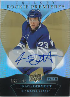 2018-19 UD Trilogy Rookie Premieres Auto Lvl 2 Travis Dermott /399 č. 93