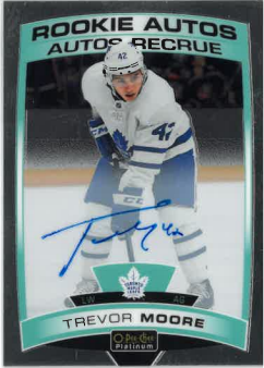 2019-20 UD O-Pee-Chee Platinum Rookie Autos Recrue Trevor Moore č. R-TM