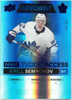 2021-22 UD Credentials Debut Ticket Access Kirill Semyonov /99 č. 86
