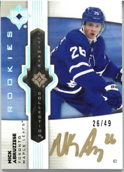 2022-23 UD Ultimate Collection Emblems Rookies Gold Nick Abruzzese /49 č. UE-NA
