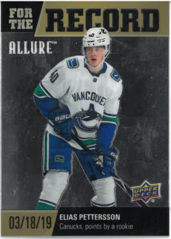 2019-20 UD Allure For The Record Elias Pettersson č. FR-8