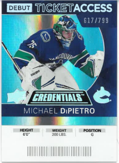 2020-21 UD Credentials Debut Ticket Access Michael DiPietro /799 č. 124
