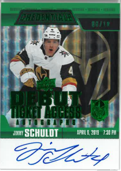 2019-20 UD Credentials Debut Ticket Acces Autographs Jimmy Schuldt /10 č. RTAAV-JS