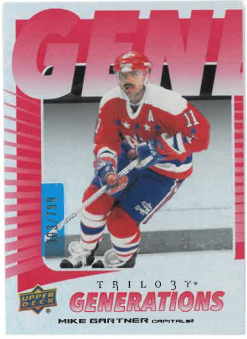 2023-24 UD Trilogy Generations Red Mike Gartner /799 č. TG-17A