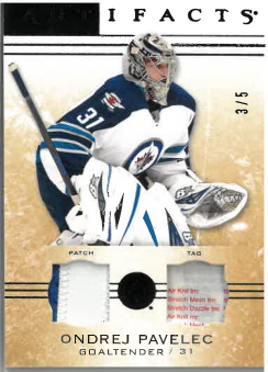 2014-15 UD Articacts Black Patch Tag Ondrej Pavelec /5 č. 117