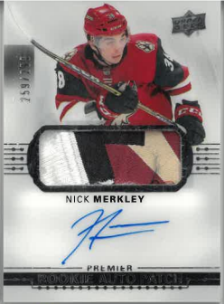2017-18 UD Premier Rookie Auto Patch Nick Merkley /299 č. AR-NM