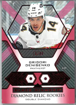 2021-22 UD Black Diamond Double Diamond Relic Ruby Rookies Grigori Denisenko /49 č. BDR-GD